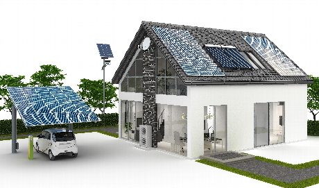 Carport mit Photovoltaikanlage zur elektrischen Betankung